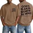 thumbnail image 2 of Christian Graphic Shirts for Men God's Plan Is Worth The Wait Oversized Acid Wash Tshirt Faith Back Print Religious T-shirts Casual Tops for Streetwear Summer Vacation, 2 of 6