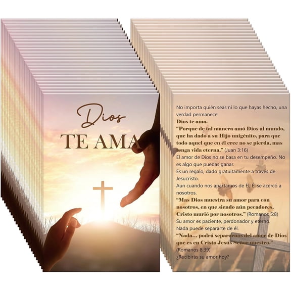 100-Pack Dios Te Ama Gospel Tract Cards – Spanish Christian Evangelism Cards with Cross Artwork, Salvation Message, Faith Encouragement, Church Outreach & Blessing Bag Inserts