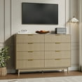 thumbnail image 5 of YouTrend Fluted 8 Drawers Dresser, 55.1" Wide Modern Chest of Drawers with Wood Foot, Dresser TV Stand Up to 65 Inch TV, Wood Drawer Organizer for Bedroom, Living Room, Hallway, 5 of 7
