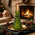 thumbnail image 3 of Clear Christmas Tree Glass Candle Holders, Taper Tealight Candlestick Holders for Table Centerpieces, Xmas Tree Shaped Decorations, for Party Winter Holiday Farmhouse Centerpiece Decor, 3 of 6