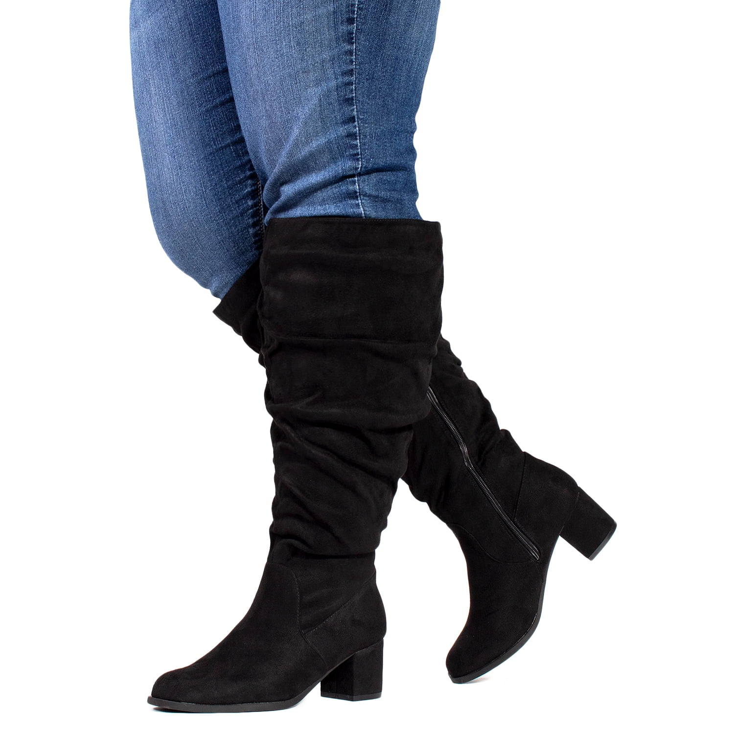 wide width block heel booties