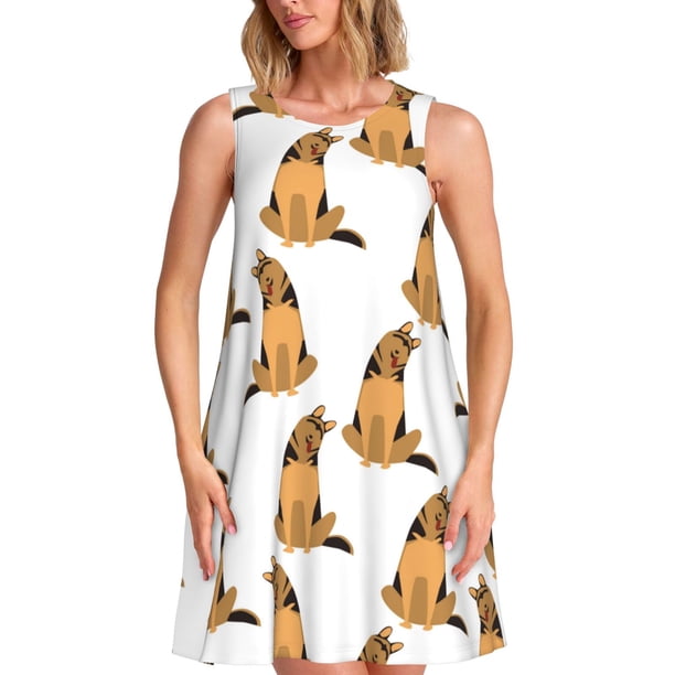 Disketp German Shepherd Dog para Vestido sin Mangas para Mujeres, Vestidos de Verano para Mujeres, Casual y Holgado para la Playa