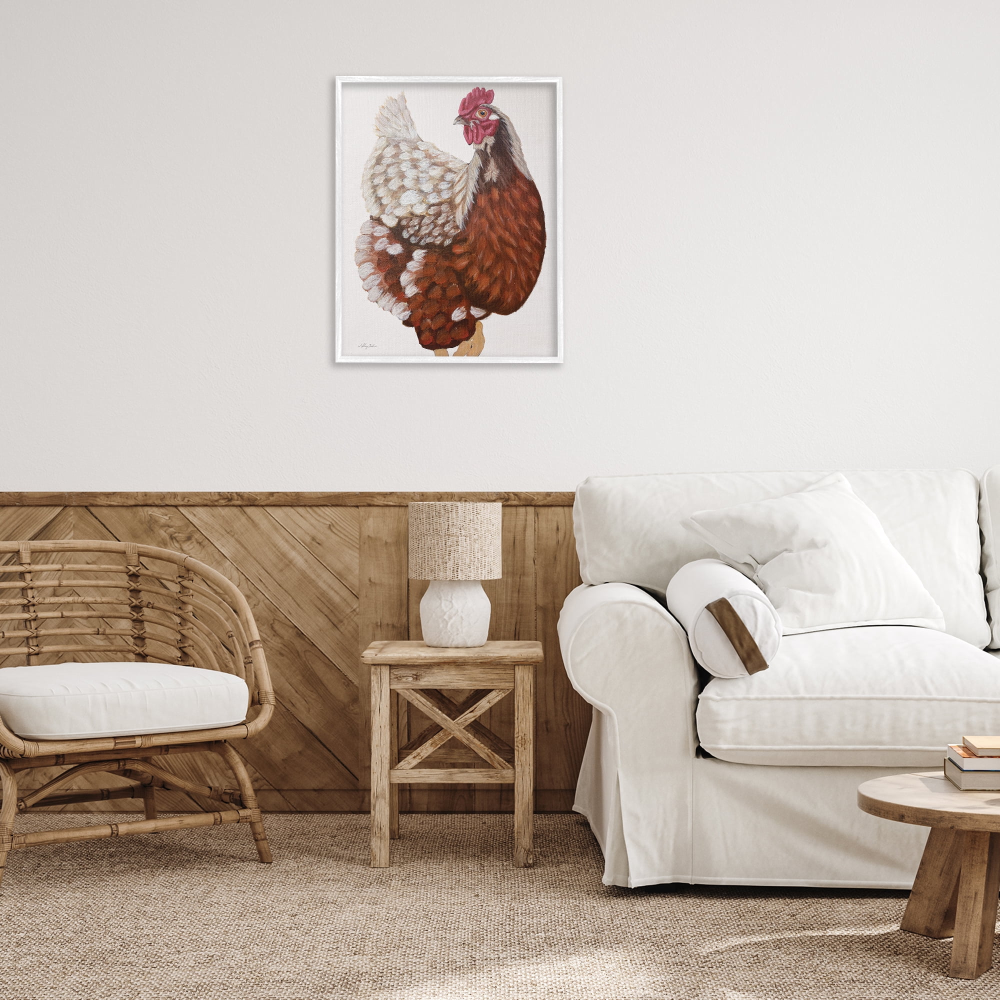 Stupell Industries Traditional Chicken Portrait Animals & Insects Painting White Framed Art Print Wall Art, 24 x 30