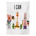 thumbnail image 3 of Ambesonne Fitness Tablecloth Rectangular Table Cover, Animals Exercise, 60"x90", Multicolor, 3 of 4