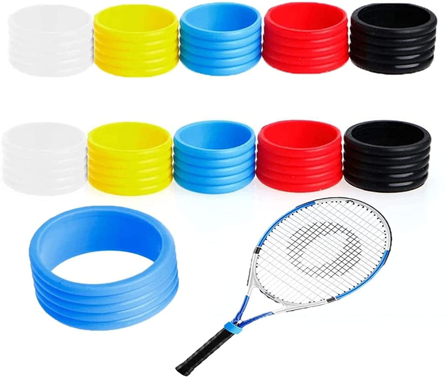 3 Pieces Racket Handle Ring Tennis Racquet Band Overgrip Protector Sealing 