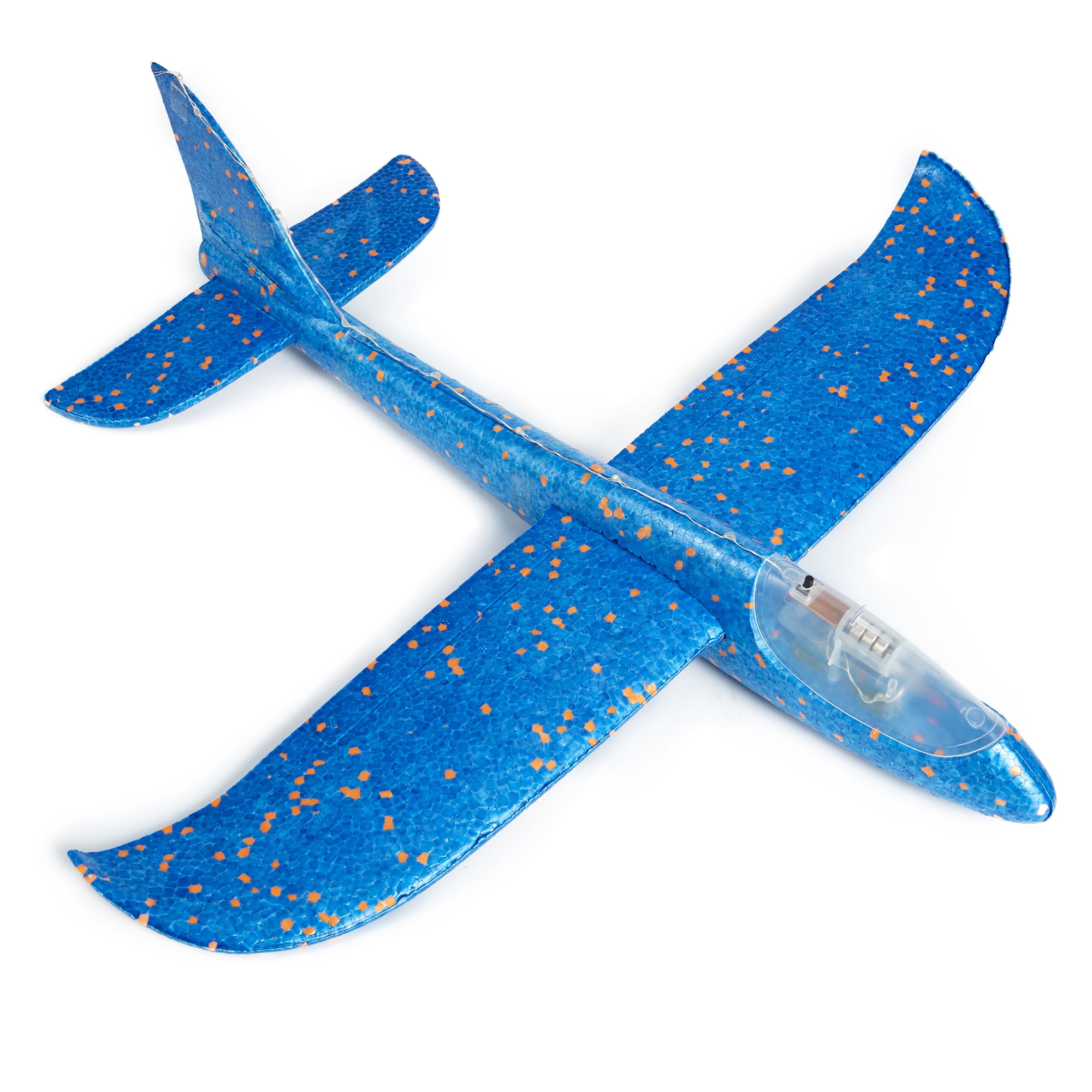 Blue Uuna Flashing Luminous Flying Toys Foam Plane Glider Manual Throwing Airplane Dual Flight Mode with LED Light Charming Shining Fly at Night Outdoor Sports Toy for Kids Girl boy as Best Gift 