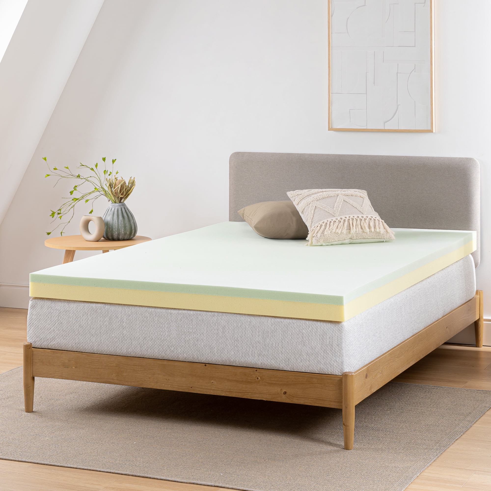 Zinus 3" Memory Foam Mattress Topper - Green Tea, Queen
