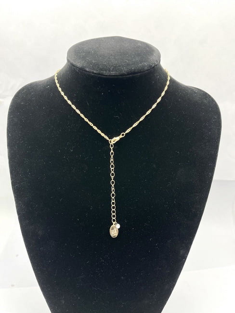Time and Tru Gold Plated Clover Pave Stones Pendant Necklace with Lobster Clasp