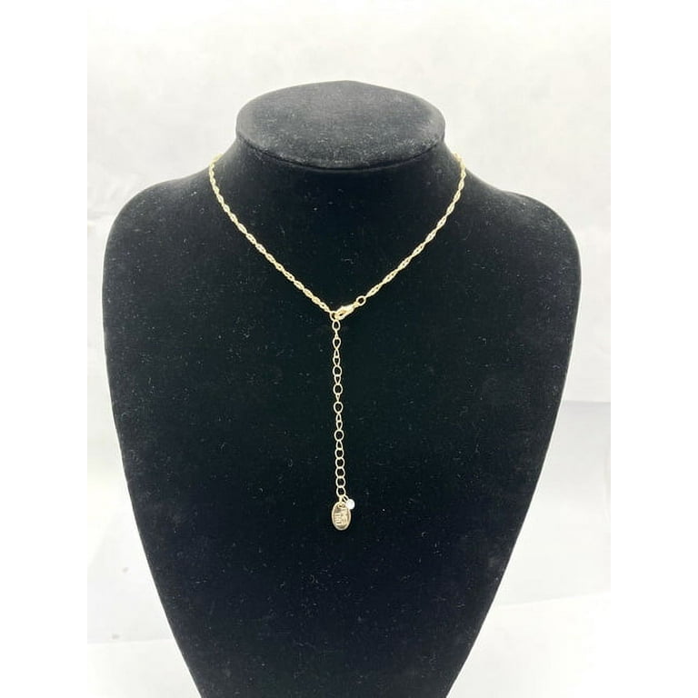 Time and Tru Gold Plated Clover Pave Stones Pendant Necklace