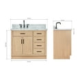 thumbnail image 4 of Ariel Hepburn 43 Inch Single Rectangular Sink Bathroom Vanity With Italian Carrara Marble Countertop 1.5 Inch Edge In Oak, 4 of 10