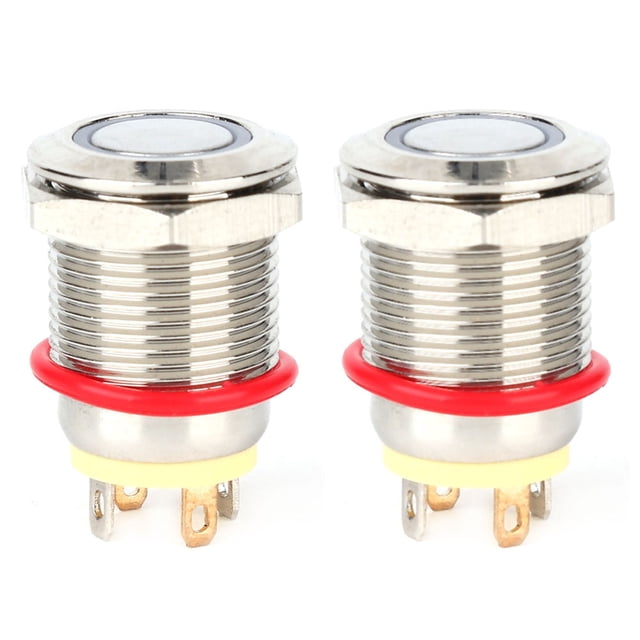Botón de interruptor plano, 2 piezas de 12 mm, 4 botones de interruptor de reinicio automático, artesanía superior