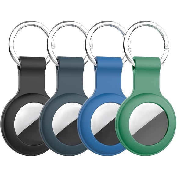 Paquete de 4 fundas AirTag,para Apple AirTag 2021,antipérdida para AirTags,compatible con llavero AirTag,antiarañazos para AirTags funda,Fácil Instalación(Azul oscuro/verde oscuro/gris oscuro/negro)