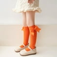 thumbnail image 2 of Dongfang Kids Socks Toddler Girls Large Bow Plain Knee Length Non Grip Stockings For School Durable Breathable Long Socks, 2 of 4