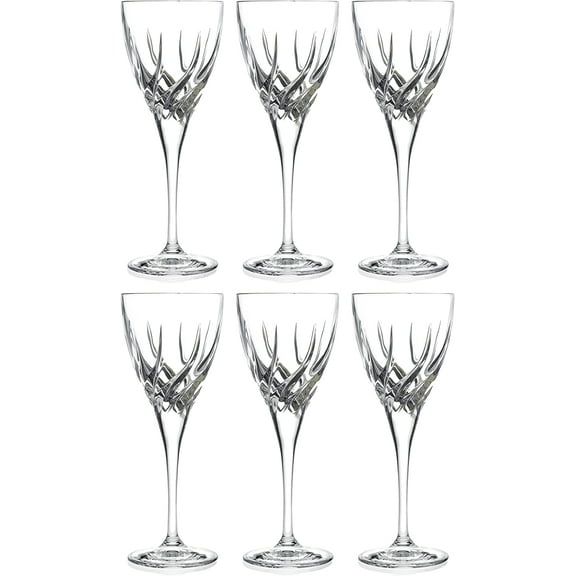 Barski Wine Glass - Goblet - Red Wine - White Wine - Water Glass - Stemmed Glasses - Set of 6 Goblets - Crystal like Glass - 6 oz. Beautifully Cut Designed Made in Europe