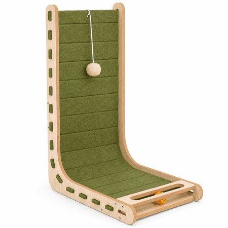 Cat Scratcher Green Large(with Bell Ball) L-Shaped Vertical Mat for Indoor Cats