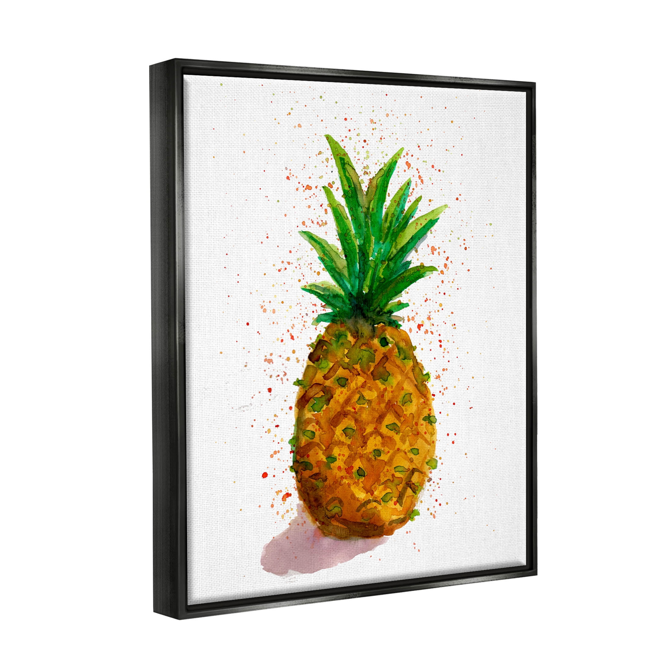 Speckled Pineapple Tropical Fruit Food & Beverage Graphic Art Jet Black Framed Art Print Wall Art
