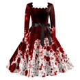 thumbnail image 1 of Halloween pour Femmes Tunique Évasée à Imprimé Robe Formelle Tenue d'Invitée de Mariage, 1 of 2