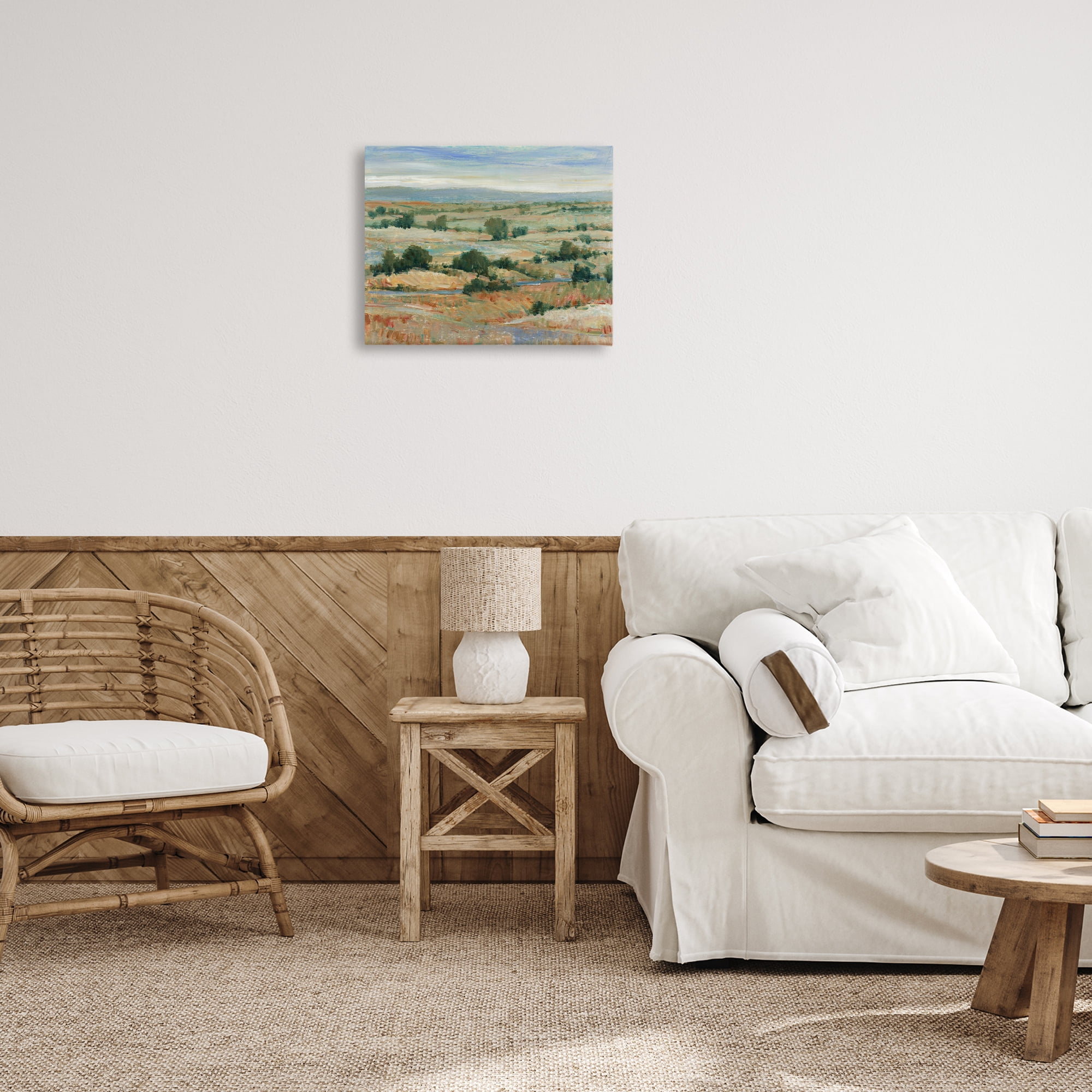 Stupell Industries Distant Farmland View Landscape & Nature Painting Wrapped Canvas Art Print Wall Art, 20 x 16