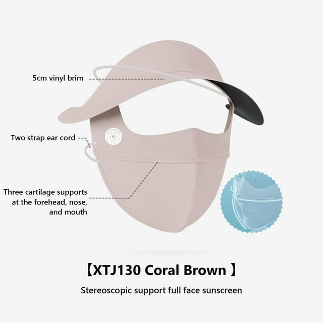 Xihbxyly Mascarilla de Seda de Hielo, Protección Solar Facial Completa, Diseño Ventilado con Abertura para La Nariz, Elegante Sombrero para El Sol con Parte Superior Hueca, Ideal para Ciclismo y Send