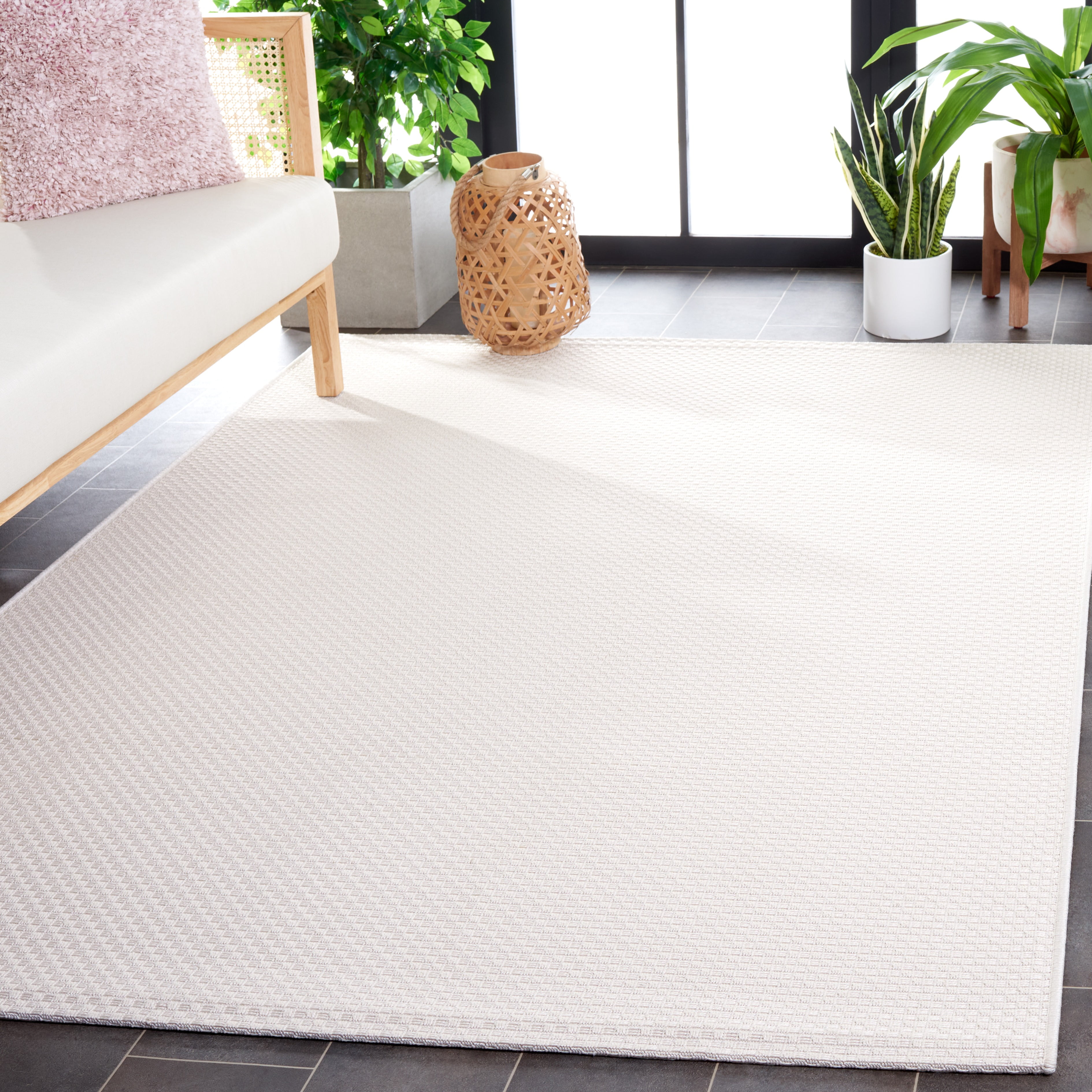 SAFAVIEH Sisal All-Weather Ophelia Solid Indoor/Outdoor Area Rug, Ivory, 9' x 12'