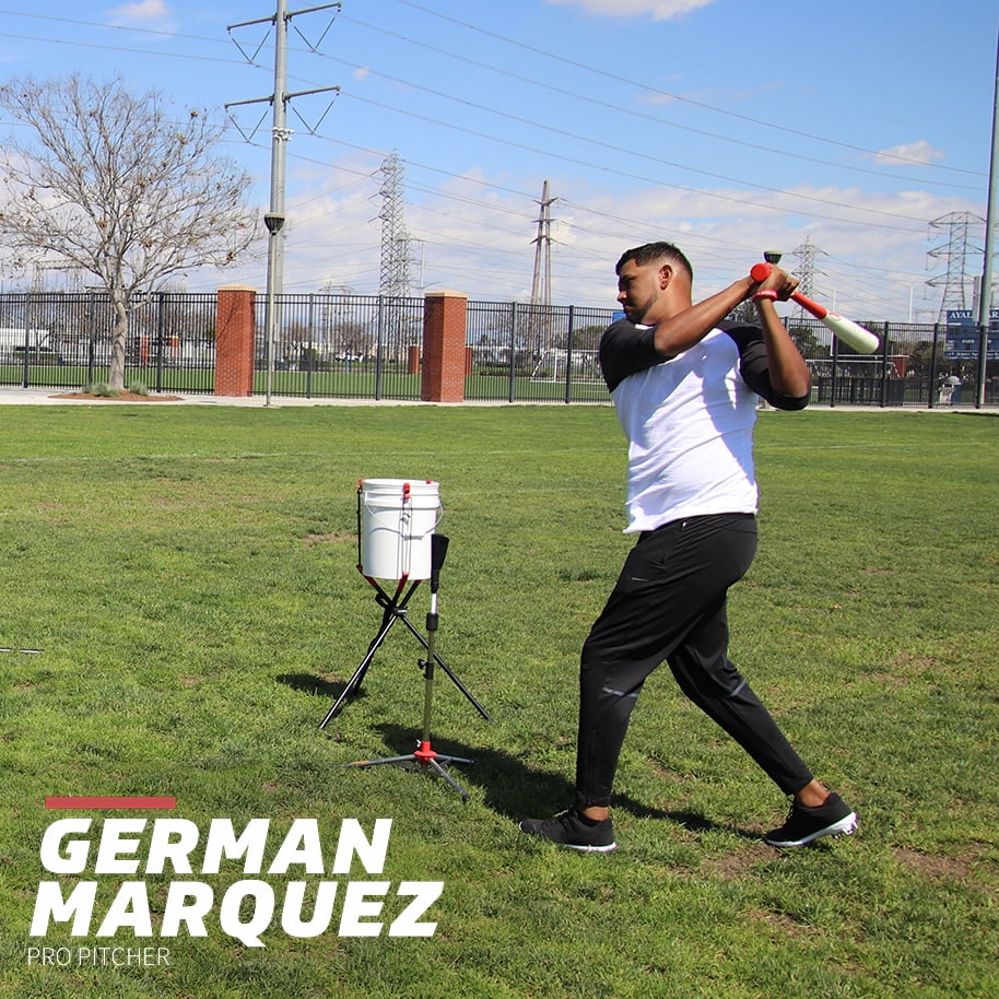 PowerNet Baseball Softball Deluxe (2.5 lbs) Batting Tee + Bucket Caddy Lifter Bundle | Use During Training and Drills | Adjustable Height Tee 27.5" - 44" | Lifter Holds 2-6 Gallon Buckets