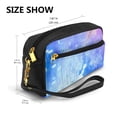thumbnail image 3 of YFYANG Leather Portable Travel Small Makeup Bag, Multifunctional Storage Bag, Blue Dream Feather Pattern Cosmetic Bag, 3 of 4