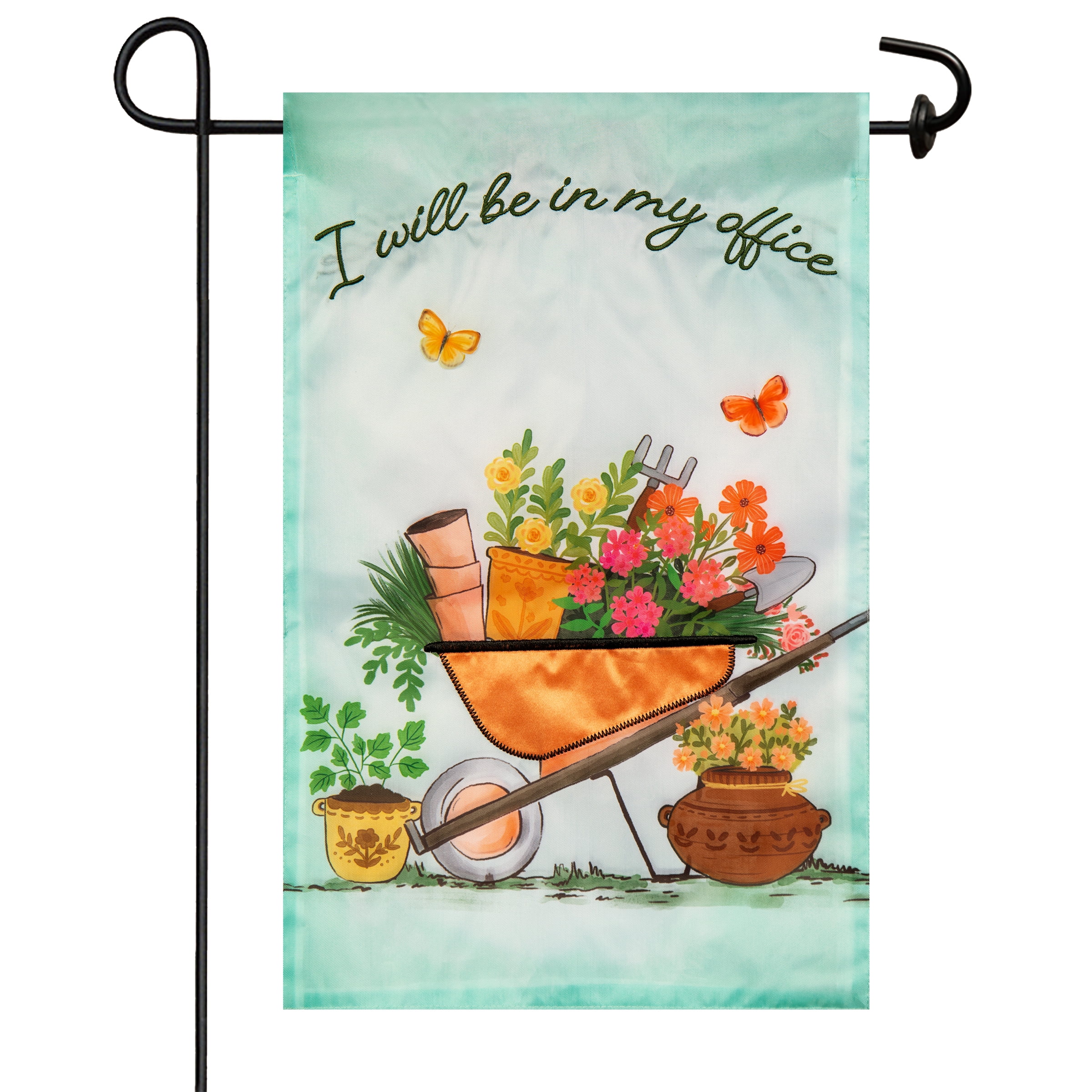 Meadow Creek 11.5" x 18" I Will Be In My Office Wheel Barrow Outdoor Yard Flag