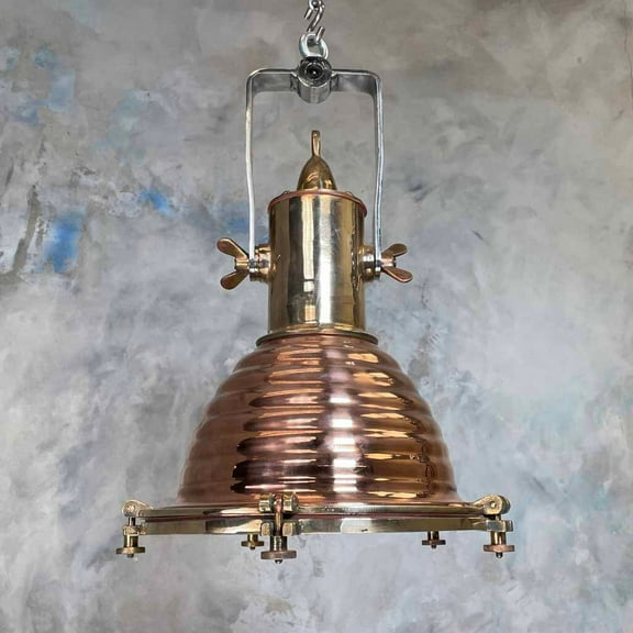 Small Industrial Copper & Brass Ceiling Light