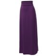 thumbnail image 2 of A2Y Women's Basic Foldable High Waist Floor Length Maxi Skirts Dark Purple 1XL, 2 of 5