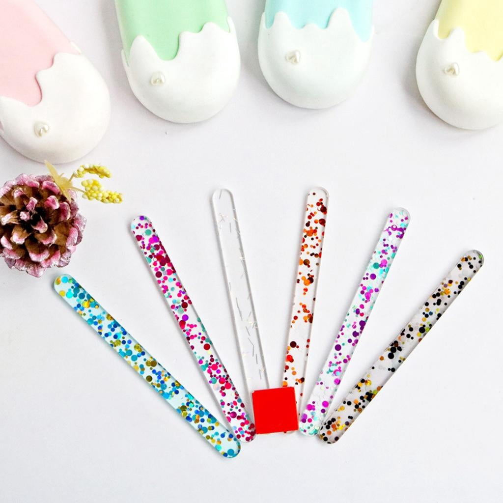 HannLk 50 pcs Reusable Multicolor Glitter Ice Cream Sticks Adorable Gifts Durable Use