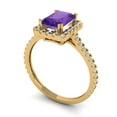 thumbnail image 2 of 1.86 ct Emerald Cut Natural Amethyst Solitaire with Accents Engagement Ring for Women in 18K Yellow Gold, 2 of 5