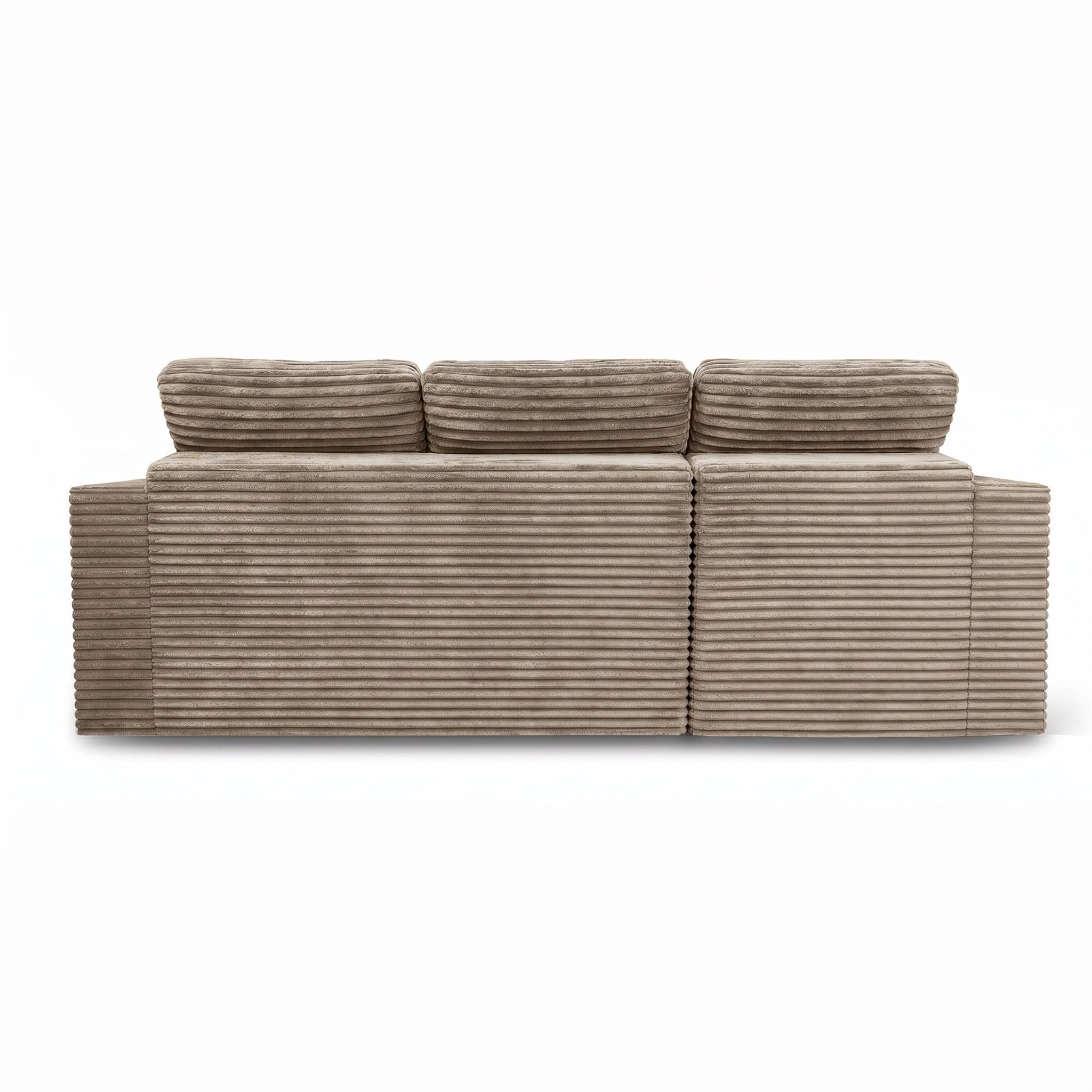 Aisword 105"W Modular Cloud Sectional Sofa with Ottoman,Faux Rabbit Fur Velvet Frameless Sectional Sofa Couch for Living Room,Khaki