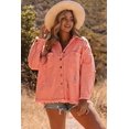 thumbnail image 2 of ABPHQTO Chaqueta vaquera naranja con ribete de flecos desgastados de mujer, 2 of 5