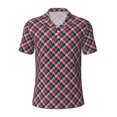 thumbnail image 2 of Daiia Red Blue Checked Pattern Men’s Polo Shirts,Solid Deck Shirt,Classic Fit, Breathable Cotton Polo for Casual and Sport Wear-Large, 2 of 7
