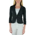 thumbnail image 4 of ToBeInStyle Women's 3/4 Sleeve One Button Stretch Knit Blazer - Black - Medium, 4 of 6