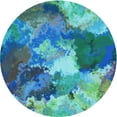 thumbnail image 1 of Ahgly Company Tapis d'Intérieur Rond Lavable en Machine Bleu Transitionnel, 3 Pieds Rond, 1 of 7