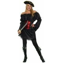 Women's Versatile Black Medieval Peasant Shirt 3X-Large 24