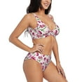 thumbnail image 2 of Kdxio Lilies Flowers Print Women's 2 Piece High Waisted Wrap Spaghetti Strap Summer Swimsuit Bikini Set-Small, 2 of 7