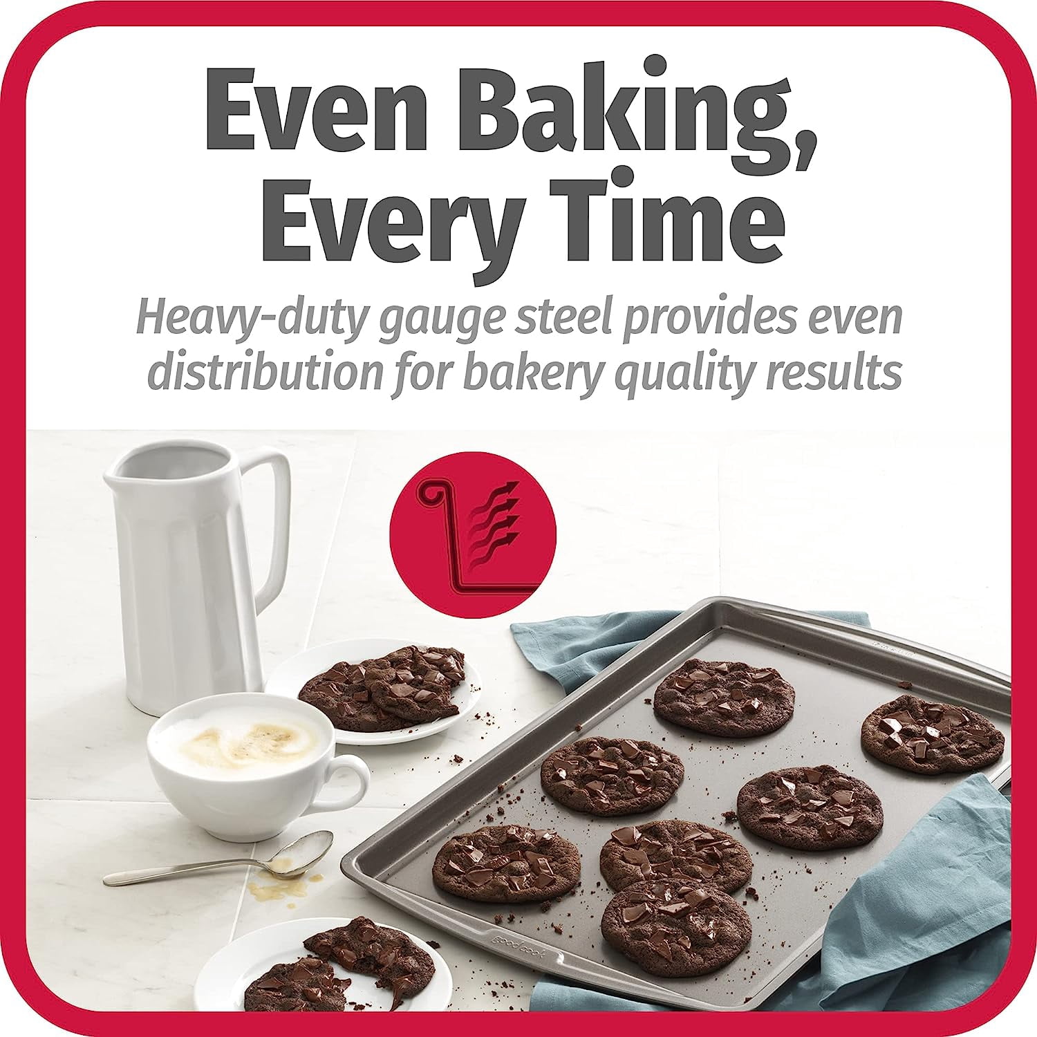 JJEAN-Everday Nonstick Carbon Steel 17 x 11-Inch Baking Sheet Set, 2 Pack \u2013 Medium Sized Cooking Pans, Bakeware Set, Cookie Sheets for Baking, Oven Pan Set