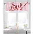 thumbnail image 2 of Valentine's Love Linen Curtain Valance for Bedroom/Bathroom/Kitchen/Office/Living/Dining Room Windows, Pink Ribbon Heart Sweetest Holiday Rod Pocket Topper Decorative Cafe Drapes Panel 42"x18", 2 of 6