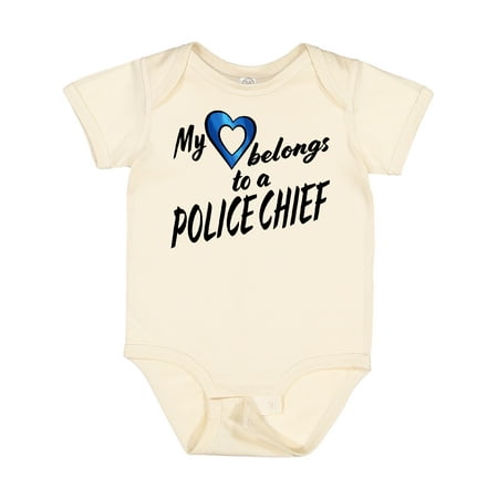 

Inktastic My Heart Belongs to a Police Chief with Blue Heart Gift Baby Boy or Baby Girl Bodysuit