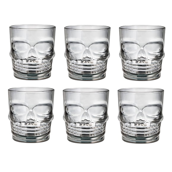 Set de 6 Vasos Vaso Double Old Fashion Calavera Humo