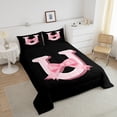 thumbnail image 4 of Erosebridal Kawaii Initial Letter Bedding Sets Twin with Comforter, Monogrammed U Duvet Insert, Ribbon Cow Reversible Comforter Sets Twin Size, Ultra Soft Bedroom Decoration, 2pcs, 4 of 8
