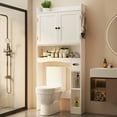 thumbnail image 5 of Over The Toilet Storage Cabinet, Lofka 32.3" Free Standing Storage Cabinet Over Toilet with Doors, Adjustable Shelf & Bottom Bar, Tissue Hook, White, 5 of 9