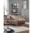 thumbnail image 2 of Living Room Gorgeous Velvet Fabric 2pc Sectional Set LAF Sofa And RAF Loveseat Wedge in Light Brown Plush Cushion Lounge Couch, 2 of 8