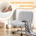 thumbnail image 5 of COOLHUT Office Chair Armless Criss Cross Legged Chair with Wheels, Teddy Fabric Comfy Home Office Desk Chairs, Wide Seat Vanity Task Computer Chair, Beige, 5 of 14