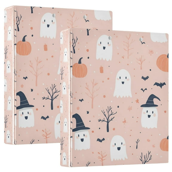 FORMRS 3 Ring Binder 1.5 inch with Pockets Set of 2 Clip Board 200 Sheets Capacity, Cute Cartoon Halloween