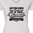 thumbnail image 4 of Inktastic Autism Awareness Autism Mom with Puzzle Ribbons Women's V-Neck T-Shirt, 4 of 5