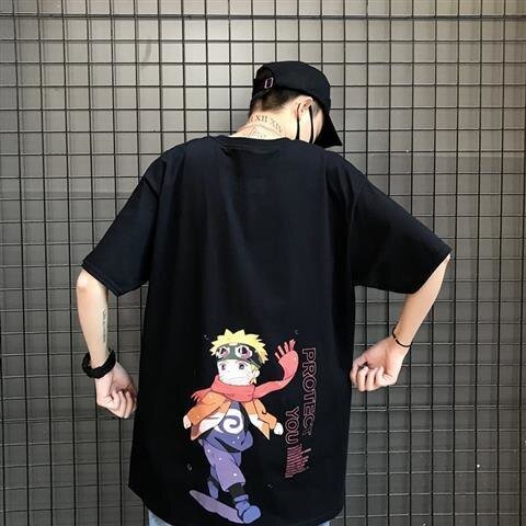 Anime Naruto Printed Couple Outfit Summer Student Short Sleeve T-shirt For Men And Women Creative Cartoon Loose Tee Harajuku TopL Gao Jinjia LED