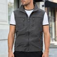 thumbnail image 2 of Utility Vest for Men with Pockets Summer, Outdoor Lightweight Outerwear Vest for Hiking Fishing Photo Work, Dark Gray S, 2 of 5